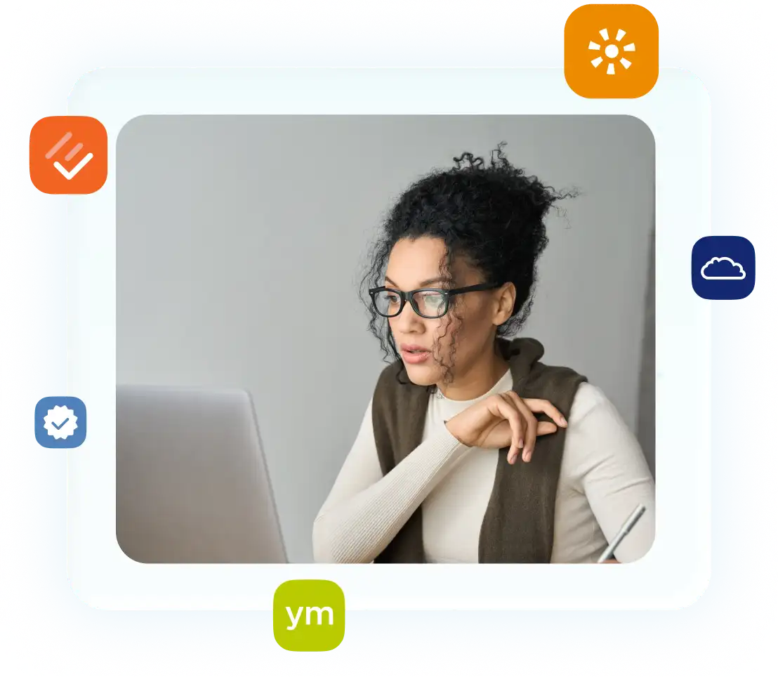 woman takes an online course