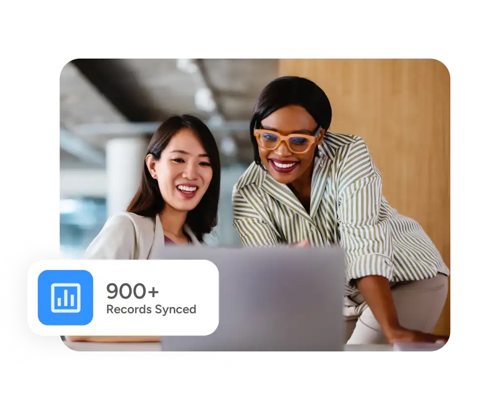 coworkers syncing membership records