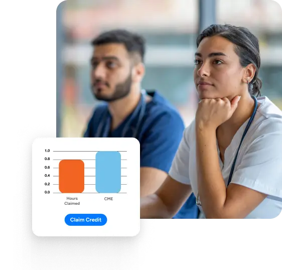 Continuing education interface by Momentive Software for claiming CME/CE credits efficiently.