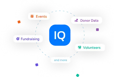 bubbles orbiting an IQ logo