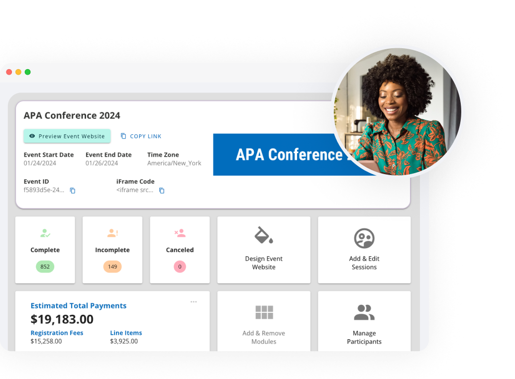 APA conference organizer dashboard