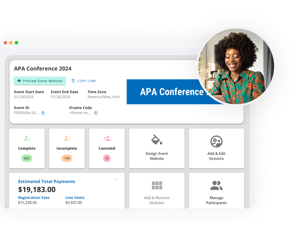 APA conference organizer dashboard