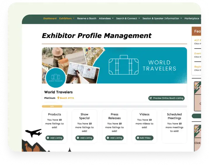 exhibitor profile screen