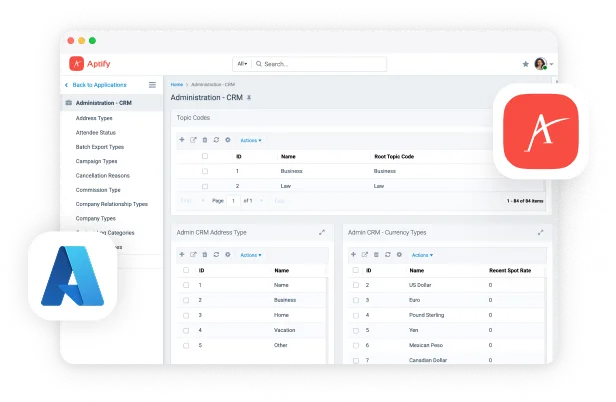 Aptify screens and logos