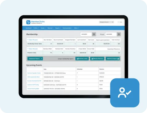 MemberClicks dashboard screen