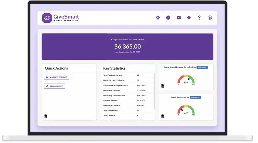 GiveSmart screen on a laptop