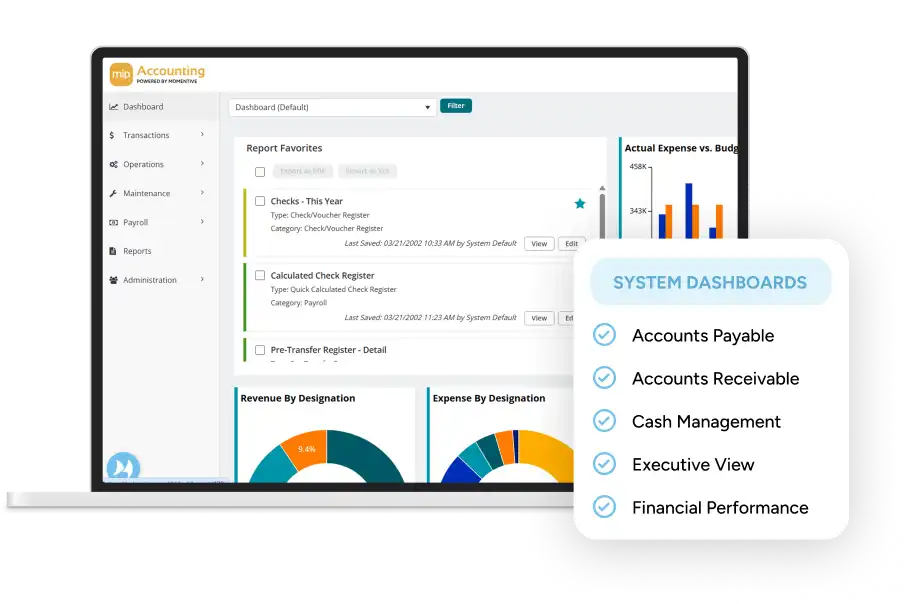 Nonprofit accounting screen