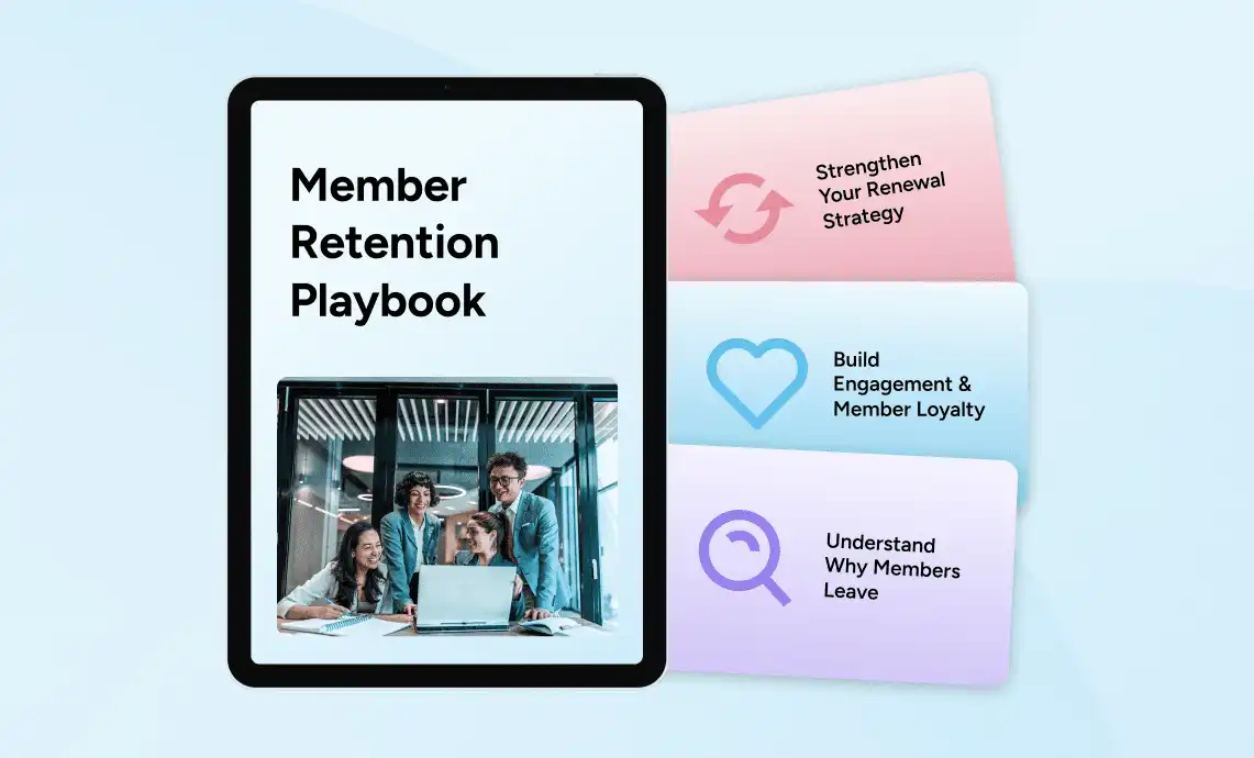 Member Retention Playbook cover on a tablet computer