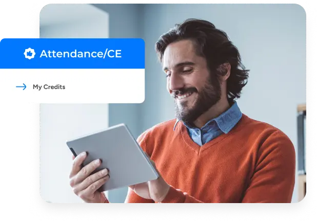 Happy user tracking attendance on Momentive Software’s CE credit claiming platform.