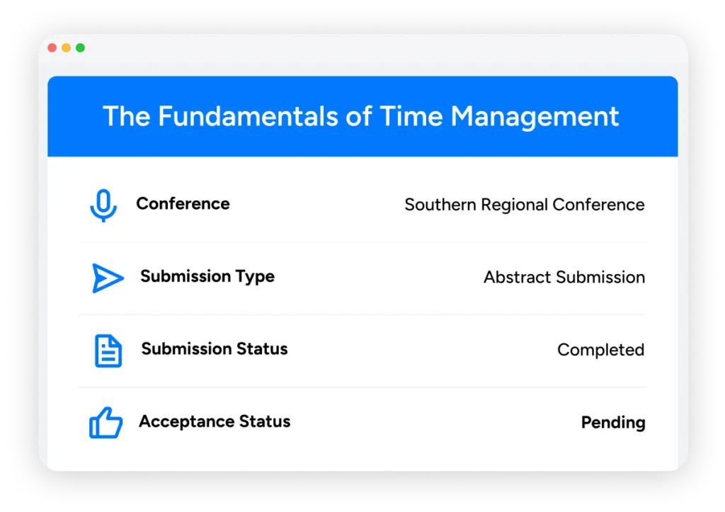 Abstract submission review interface by Momentive Software for evaluating event abstracts efficiently.