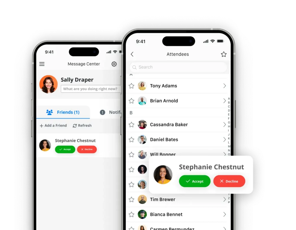 Event app by Momentive Software for tracking and managing event attendees in real time.