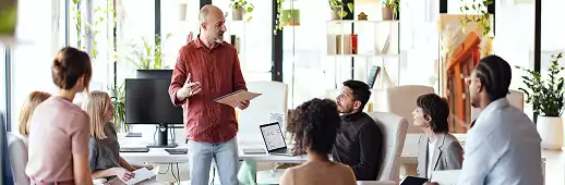 a team meeting for an association