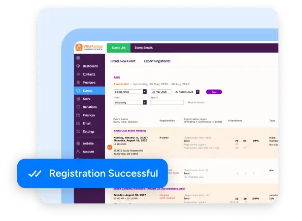 WildApricot event registration feature